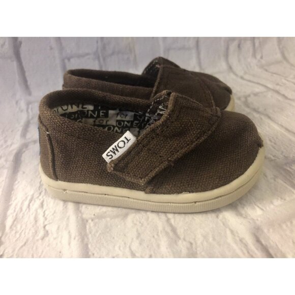 Tiny Toms Size 3 Brown Canvas Alpargata - Picture 1 of 6